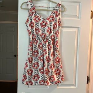 Francesca’s floral dress, size S, polyester, floral print, open back